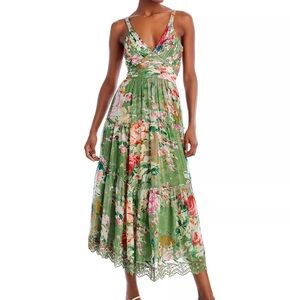 Hemant and Nandita Zaria Metallic Floral Print Long Midi Dress Size M